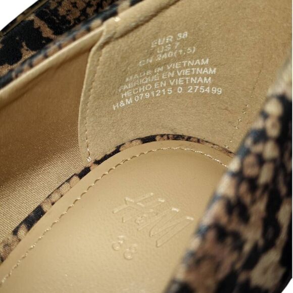 H&M BEIGE & BLACK SNAKE PRINT HEELS SZ.7 NWOT. - Picture 4 of 10